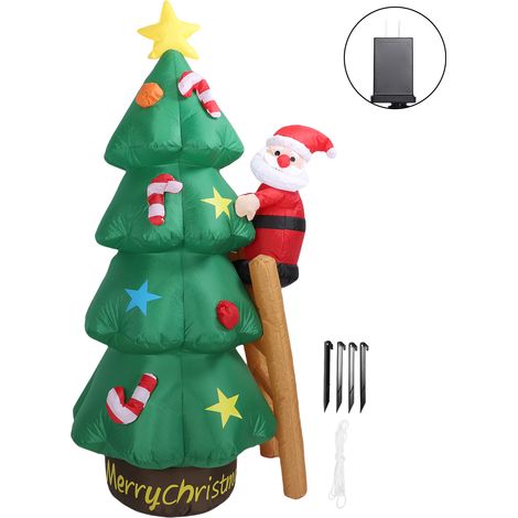 Aufblasbarer Weihnachtsmann, 2,10 m hoher Weihnachtsbaum aus wasserfestem und wetterbeständigem Polyester, ideal für Partys und Outdoor-Aktivitäten. US-Stecker 100–240 V. (1/5)