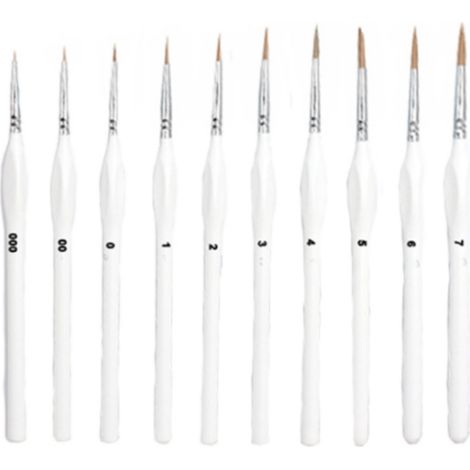 Ensemble de 10 pinceaux de précision en nylon, à pointe fine, avec manches triangulaires. Idéal pour l'aquarelle, la peinture à l'huile, la peinture artistique, le nail art, l'acrylique et la gouache. (1/5)