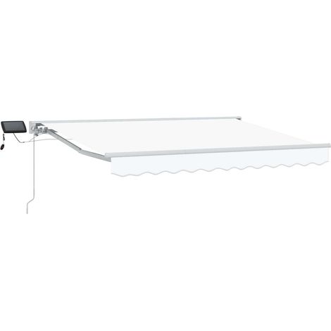 Manueller Markisenrahmen mit LEDs Weiß 3 x 2,5 m