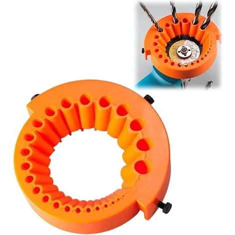 Affûteur de forets pour meuleuse d'angle 125 mm – Affûteur portatif compatible avec tous types de forets de 2 à 13 mm, orange (1/5)