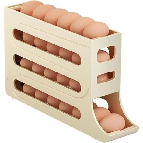 Distributeur D'œufs Pour RéfrigérateurRangement Oeufs FrigoRouler Automatiquement La Boîte À Œufs À 4 Niveaux-Light coffee (1/4)