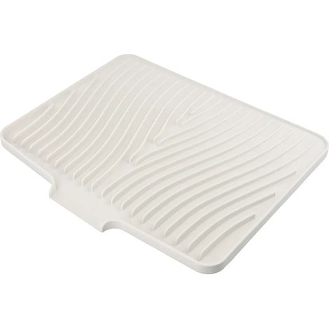 Esta alfombrilla de silicona para encimera de cocina es antideslizante y cuenta con orificios de drenaje, lo que la convierte en una alfombrilla de secado (40 x 33 cm, color blanco roto). (1/5)