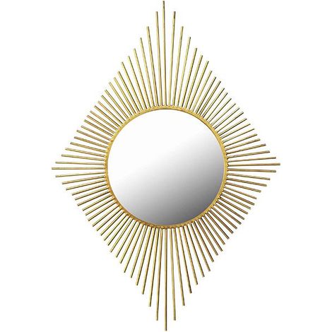Miroir soleil losange métal doré 82,5x65,5cm (1/2)