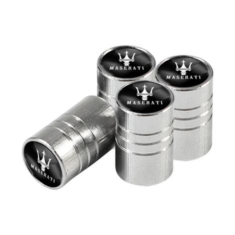 (Argent) 4 bouchons de valve de pneu de voiture, protections métalliques anti-poussière, compatibles avec Ghibli MC20 GranTurismo GranCabrio Quattroporte Levante Coupé (1/5)
