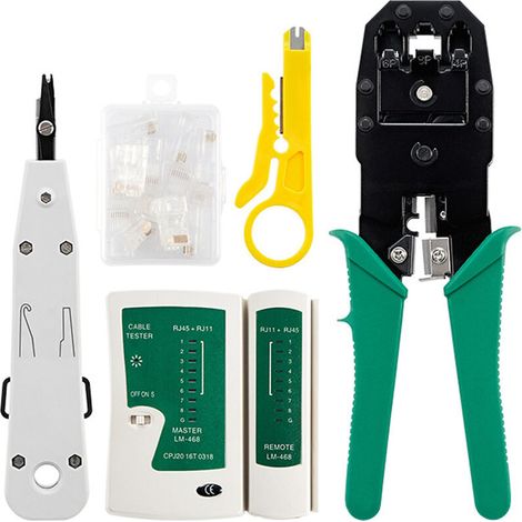 Ensemble de combinaison d'outils de matériel de bricolage de câble réseau Outil de combinaison de câble réseau, ensemble de 8 pièces (2KT2072) ensemble de 8 pièces (2KT2072) (1/5)