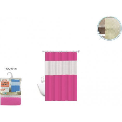 Trade Shop - Cortina De Ducha Tanque A Prueba De Agua Antiimfera Eva Pink / Fuchsia Junta 180x240cm 52135 - (1/2)