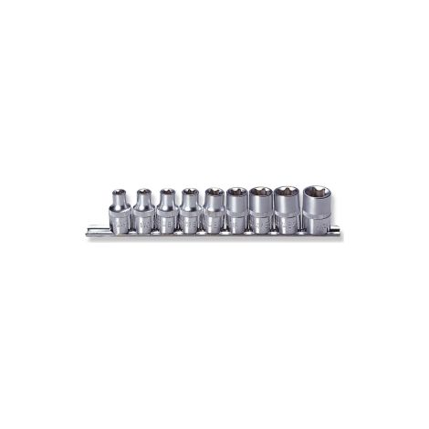 Juego de Vasos Torx 9 Piezas, Jonnesway, S06H49S, Reparación Automotriz, Acero Resistente y Encaje de 1/2 Pulgada para Mayor Precisión.