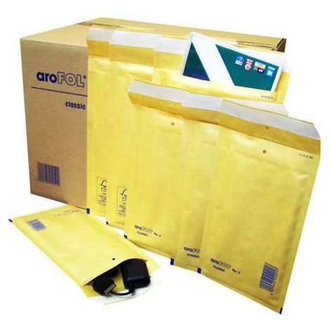 400 x Size 4 (180 x 265mm) Arofol Classic Gold Bubble Lined Envelopes Bags
