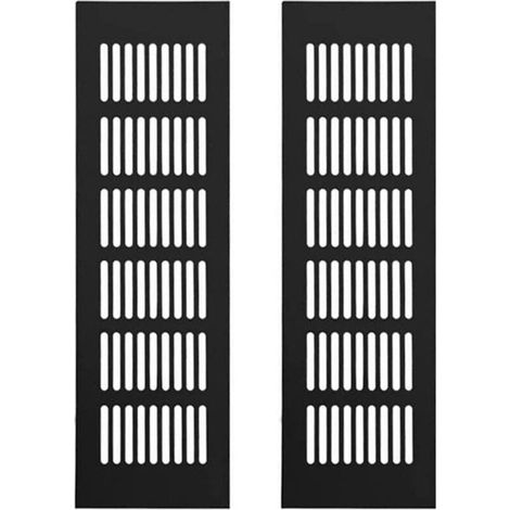 Grille Aération Aluminium Noire 2 Pièces 250x80mm - Bouche Ventilation Rectangulaire Alliage, Grille Murale Décorative, Sortie d'Air Anti-Rongeur (1/3)