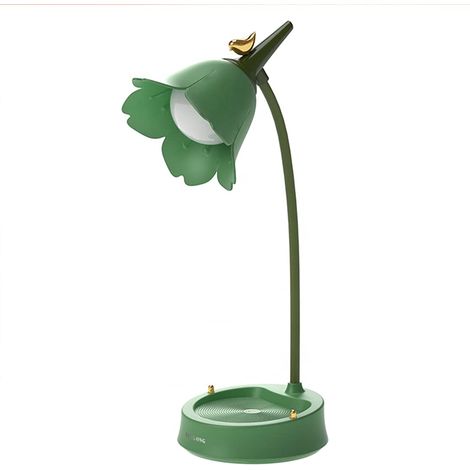 Lampe de bureau LED - Réglable en hauteur, trois niveaux de gradation, design à col de cygne, contrôle tactile de la luminosité, rechargeable, lampe de chevet compacte (Vert) (1/5)