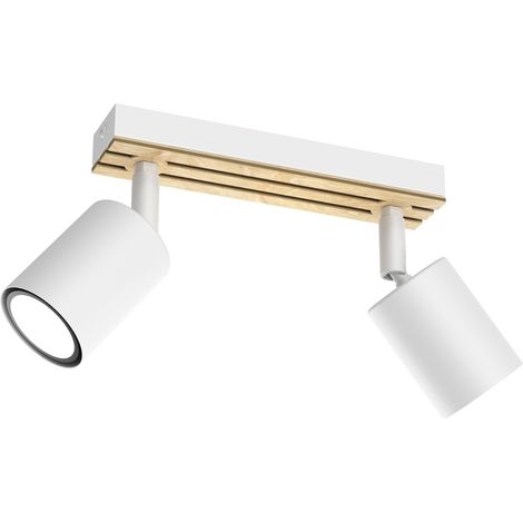 Rampe 2 spots orientables blanc/bois GU10 2x8W Terra