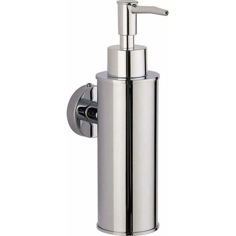 Wall-mounted soap dispenser in 304 stainless steel, for decoration (round, chrome) (1/4)