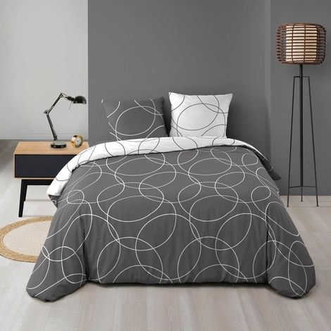 douceur d 'intérieur Parure con Copripiumino in Poliestere, Multicolore, Poliestere, Multicolore, 240 x 220 cm