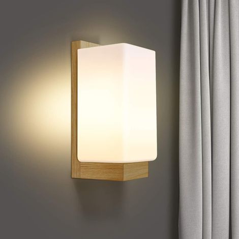 Applique Murale Lampe Murale Scandinave en Bois Style Simpe pour Chevet Salon Escalier Couloir