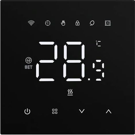 Thermostat Wi-Fi intelligent 220 V pour chauffage au sol électrique, régulateur de température 16 A, chauffage au sol électrique - Noir (1/3)