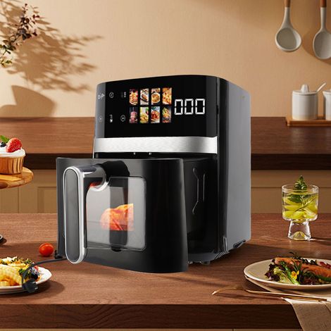 Freidora de aire de 5 cuartos – Gran capacidad, ventana de visualización, cocción automática de pollo y papas fritas – Material ABS negro (1/5)