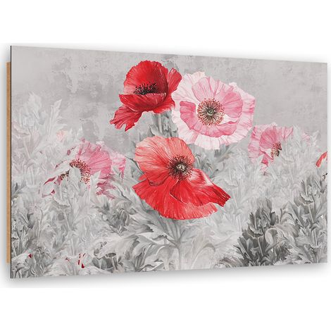 Quadro deco panel, Poppies rossi su un prato grigio - 60x40 (1/5)