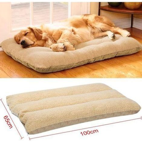 Lit Tapis Coussin Lavable pour Chien 100 x 65 x 15 cm coleur de Beige Couchage pour chien (1/4)