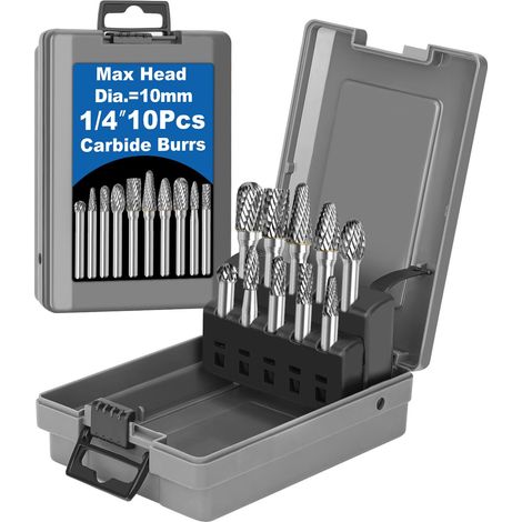 5-teiliger Satz langer Hartmetallfräser, 1/4-Zoll-Schaft, 4,3-Zoll-Gesamtlänge, Schleifbits, Rotationsraspel, Schneiden, Portieren, Schleifen, Metall, Gusseisen, Stahl, Aluminium, Zylinderkopf, Motora