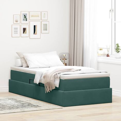 vidaXL Aufbewahrungsbett mit Matratze Dunkelgrün 100 x 200 cm Samt (1/5)