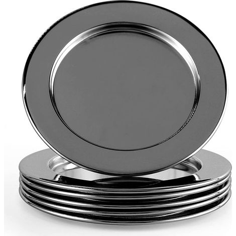 Dessous de verre en acier inoxydable, dessous de verre, plateau en verre, dessous de verre ronds pour verre, tasses, vases, bougies, anti-rayures, Ø env. 8 cm, 6 pièces (1/5)