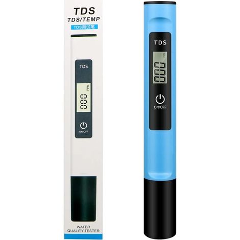 Testeur TDS portable, appareil de mesure de la qualité de l'eau très précis avec écran LCD, sonde de test TDS à un bouton, adapté à l'eau du robinet, aux piscines et aux aquariums (bleu)