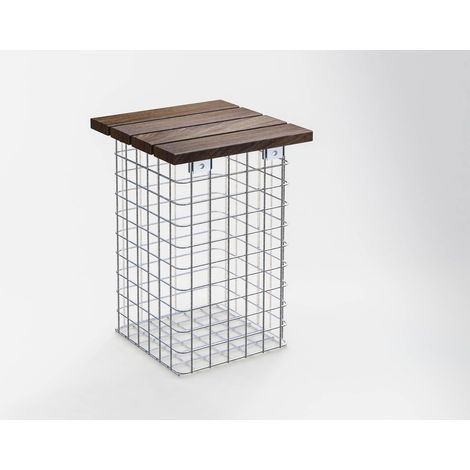 Gabiondeco - Banc de jardin Cumaru 32 cm x 52 cm x 32 cm. maillage 5 x 5 cm. galvanisé à chaud - Made in Germany (1/4)