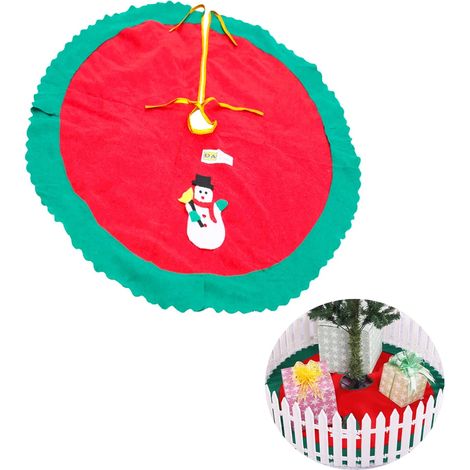 Tapis de sol rond de 90 cm pour sapin de Noël (bonhomme de neige) - Protection de sol - Décoration de Noël (1/5)