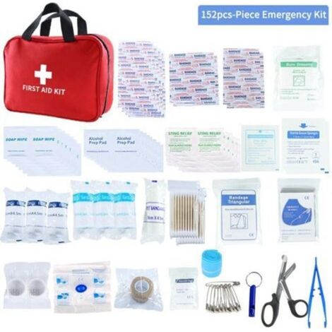 Kit di pronto soccorso da 152 pezzi, kit di emergenza per attività all'aperto, assortimento completo per lavoro, casa, auto, campeggio, viaggi, sport, mini t (1/4)