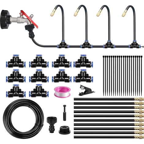 Système d'irrigation jardin 10 m, kit d'arrosage automatique 360 ° système d'irrigation incurvé système de refroidissement par brouillard extérieur, tuyau avec 10 buses de pulvérisation, pour (1/5)