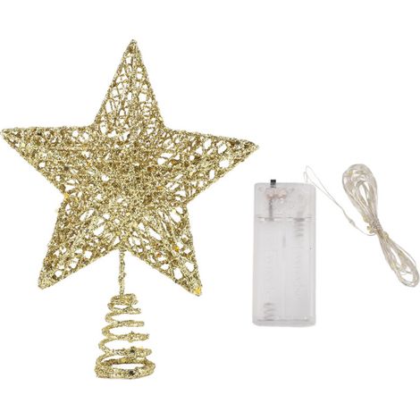 Jeffergarden Décoration de Noël exquise avec un motif LED en forme d'étoile dans une chaude couleur or ferreux, parfaite pour les réunions de famille.-DOU