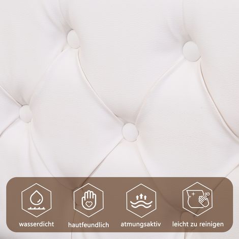 Lit à plateforme rembourré 180x200, sommier à lattes intégré, rangement intégré, éclairage LED, blanc, similicuir (1/5)
