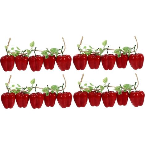 2pièces Guirlande De Poivrons Rouges Simulés pour Décoration Murale Jardin Ornements Réalistes pour Maison De Ferme Décor De Cuisine Et Original (1/5)