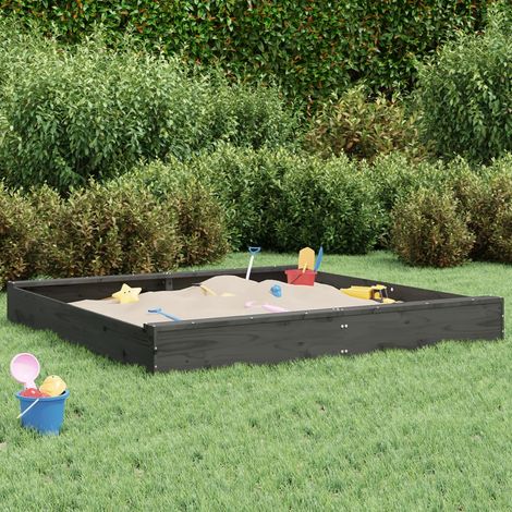 Sandkasten mit Sitzen Grau Quadratisch Massivholz Kiefer (1/5)