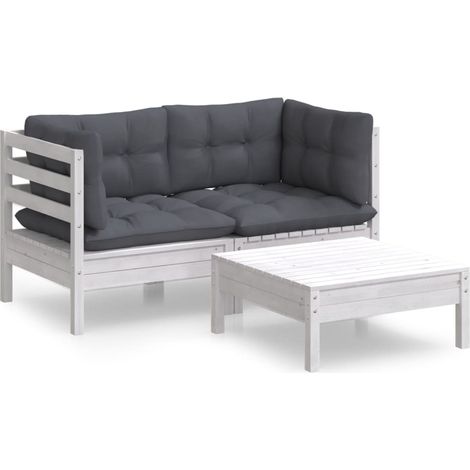 Maison Exclusive - Set Divani da Giardino 3 pz con Cuscini Antracite Legno di Pino (1/5)
