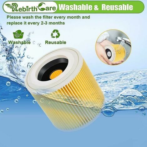 Pacchetto 2 Filtri Cartuccia per Aspirapolvere Kärcher WD3, WD2, MV3 - Filtro Ricambio 6.414-552.0 (1/3)