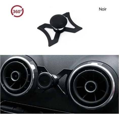 Support de téléphone de voiture - Pour Audi A3 S3 RS3 8V 2012-2016 - Support de grille d'aération - 360 Rotatif - GPS - Noir (1/4)