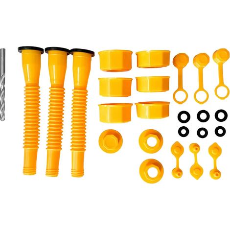 Kit de 3 bouchons pour bec verseur de bidon d'essence, bouchon de rechange et bouchon fileté à percer. Accessoires pour bidons d'essence.
