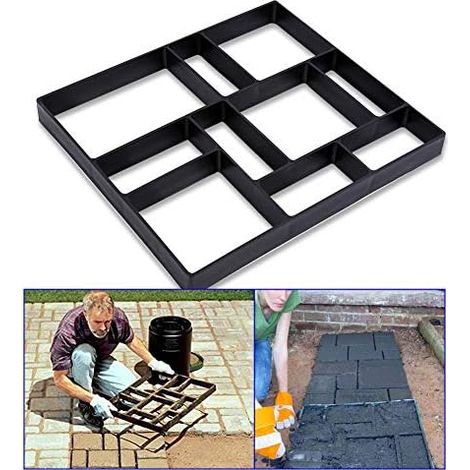 Concrete Paving Mould Garden Stone Pathway DIY Reusable Practical Rectangular 45 x 40 x 4 cm Black (1/5)