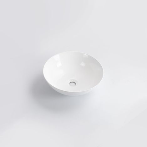 QeramiQ Dely Vasque - 40x40x15cm - ronde - céramique - blanc brillant