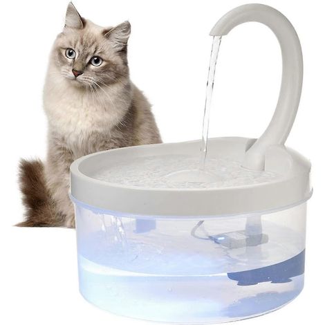 Fontaine à eau pour chats avec filtre, distributeur d'eau automatique, pompe à eau USB pour animaux, éclairage LED, bol d'eau élégant, silencieux, recyclable et transparent. (1/5)