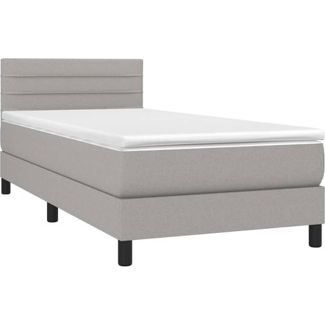 Estructura de cama LED con cabecero con somier colchón 80x200cm tela gris claro TDL0209495