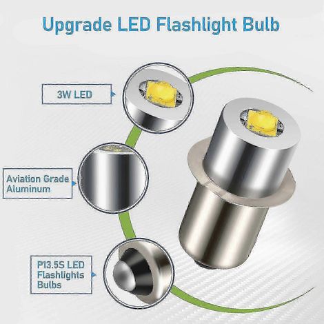 Stück LED-Upgrade-Lampen P13.5S für Maglite-Taschenlampe 6500K 3W Edition 0620