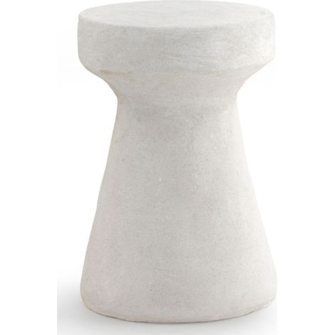 Beistelltisch aus weißem, zementfarbenem Polyresin (1/4)