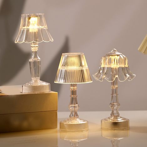 Lampe De Table - Support À Bougie Led Transparent - Éclairage Ambiant Pour Chambre À Coucher - Décor Rétro Salon Séjour - 1 Pièce (1/5)