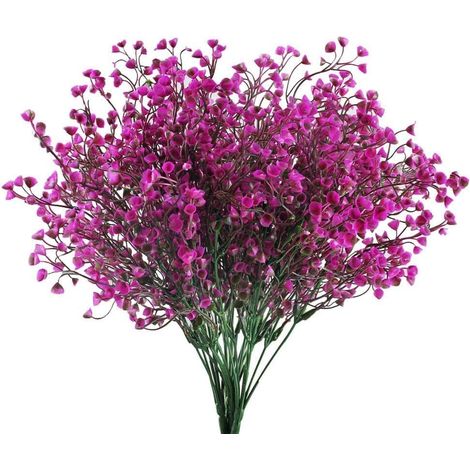 Lot de 4 fleurs artificielles violettes décoratives en plastique - Fleurs artificielles - Pour balcon, jardin, intérieur et extérieur - Vase de printemps (1/4)