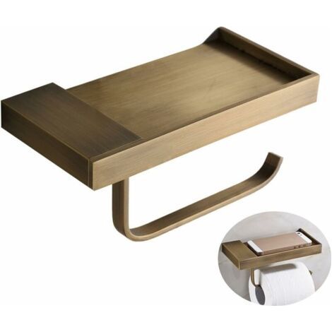 Style Antique Dérouleur Papier WC avec Espace de Rangement en Laiton de Qualité Idéal pour Smartphone Porte Papier Toilette Multi Fonction pour Salle de Bain avec Un Beau Design