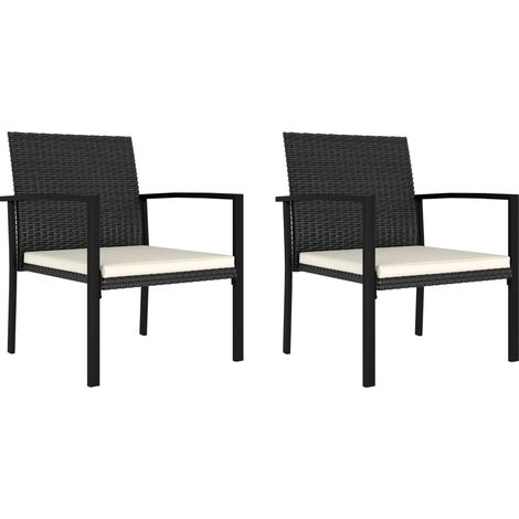 Garden Dining Chair  Set of 2  Black  Poly rattan  Medium  Durable vidaXL (1/5)