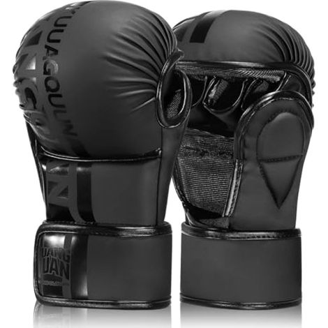 Beyamis Gants d'entraînement unisexes pour arts martiaux mixtes, boxe, Muay Thaï, taille M, noirs. (1/5)