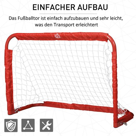 Jeu de buts de football, 2 mini cages pliantes, cadre métallique, outil inclus, 90 x 36 x 60 cm, Rouge (1/5)